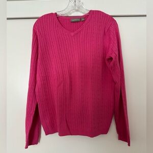 Croft & Barrow Pretty Pink V-Neck Pullover Sweater Size Petite L